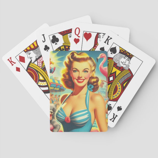 Retro Niedlich Kitsch Girl Spielkarten (Rückseite)