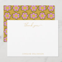 Retro Niedlich Mod Floral Gelber Individuelle Name