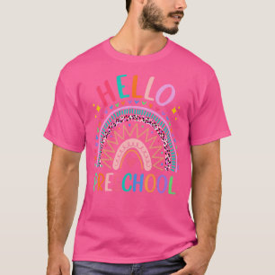 Retro Niedlich Rainbow Hallo Vorschule Happy Back T-Shirt