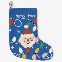 Retro Niedlich Santa mit Fairy Lights Blue