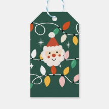 Retro Niedlich Santa mit leuchtenden Lichtern grün