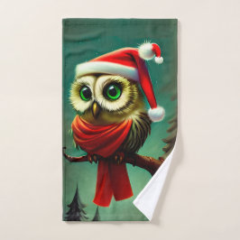 Retro Niedlich Santa Owl Weihnachten Handtuch