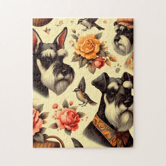 Retro Niedlich Schnauzer Illustration (Vertikal)