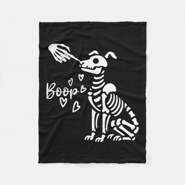 Retro Niedlich Skeleton Hand Boop Dog Funny Hallow Fleecedecke (Vorderseite)