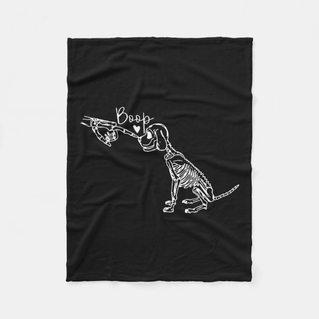 Retro Niedlich Skeleton Hand Boop Dog Funny Hallow Fleecedecke (Vorderseite)