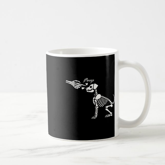 Retro Niedlich Skeleton Hand Boop Dog Funny Hallow Kaffeetasse (Rechts)