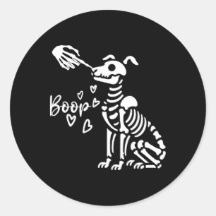 Retro Niedlich Skeleton Hand Boop Dog Funny Hallow Runder Aufkleber