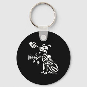 Retro Niedlich Skeleton Hand Boop Dog Funny Hallow Schlüsselanhänger