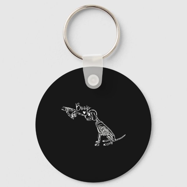Retro Niedlich Skeleton Hand Boop Dog Funny Hallow Schlüsselanhänger (Vorderseite)