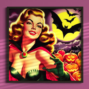 Retro Niedlich Vampire-Button Poster