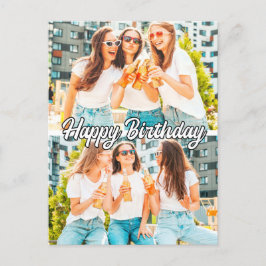Retro Niedliche 2-Foto-Vorlage Happy Birthday Postkarte