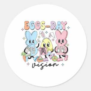 Retro Niedliche Bunny Eggs Ray Vision Nurve Ostert Runder Aufkleber