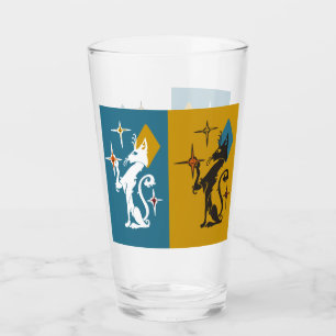 Retro Niedliche Kätzchen Mitte Jahrhundert Katzenj Glas
