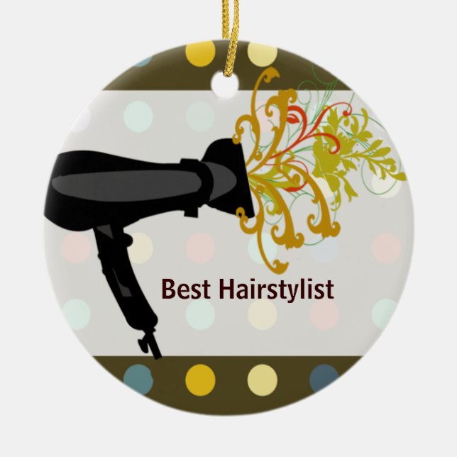 Retro niedlicher bunter Salon-Haar-Stylist Keramik Ornament (Vorne)