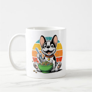 Retro Niedlicher französischer Bulldog, der Getrei Kaffeetasse