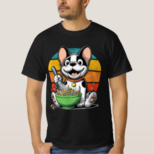 Retro Niedlicher französischer Bulldog, der Getrei T-Shirt