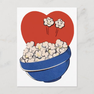 Retro Niedlicher Spaß, Bowl of Popcorn für die Fil Postkarte