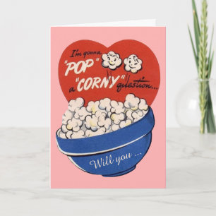 Retro Niedlicher Spaß, Popcorn Pop eine Corny Frag Feiertagskarte