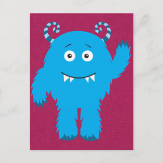 Retro niedliches blaues Monster Postkarte