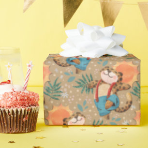 Retro Niedliches Leopard Sonnenscheinmuster Geschenkpapier