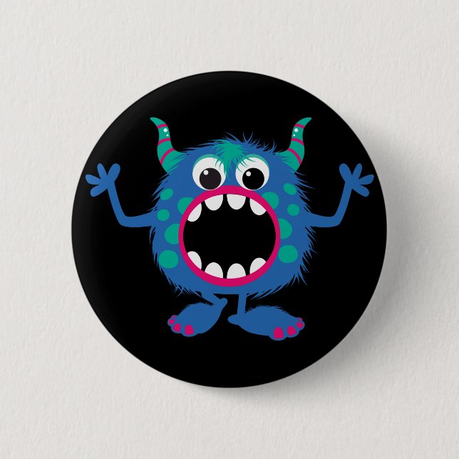 Retro niedliches Monster Button (Vorderseite)