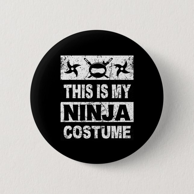 Retro Ninja Kostüm Halloween für junge Kinder Männ Button (Vorderseite)