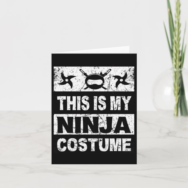 Retro Ninja Kostüm Halloween für junge Kinder Männ Karte (Vorderseite)