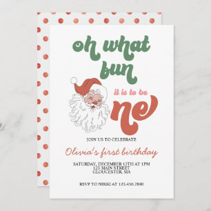 Retro Noël Père Noël Invitation d'anniversaire