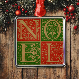 Retro Noel Rot und Grün Dekorativ Ornament Aus Metall
