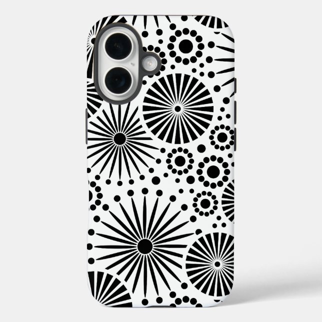 Retro noir fleurs blanches iPhone 5 Coque (Verso)