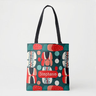 Retro Nordic Pattern auf Deep Green Tasche