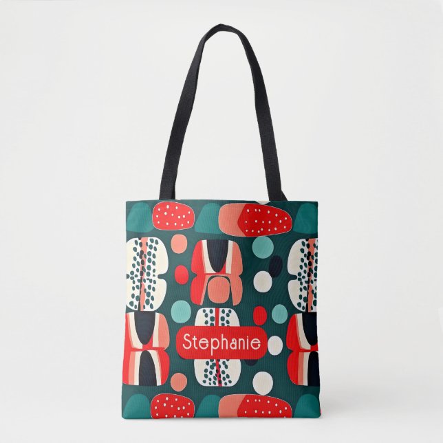 Retro Nordic Pattern auf Deep Green Tasche (Vorderseite)