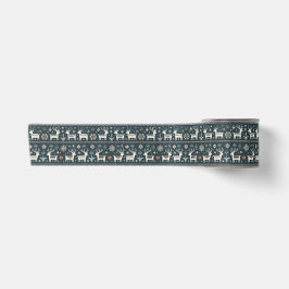 Retro Nordic Rentier Muster Satinband