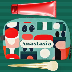 Retro-Nordisches Muster auf Aqua-Grün Kosmetiktasc Waschbeutel
