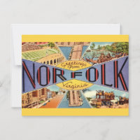 Retro Norfolk VA Postkarte