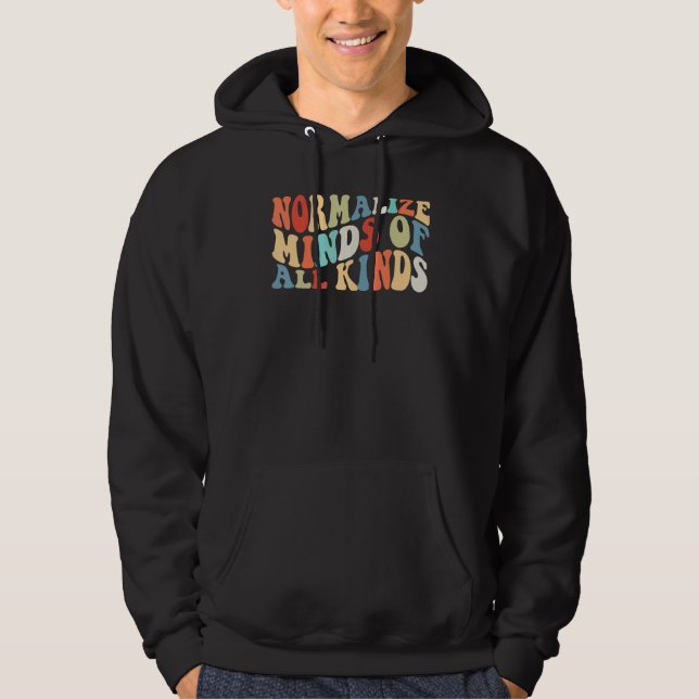 Retro Normalize Minds of All Kinds Autism Awarenes Hoodie (Vorderseite)