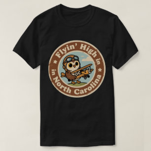 Retro North Carolina Abzeichen_ Eule mit Miniaturf T-Shirt