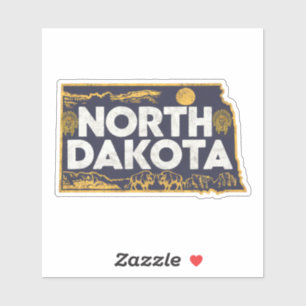 Retro North Dakota Staat Autoaufkleber Aufkleber