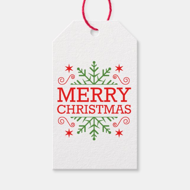 Retro Nostalgic Frohe Weihnachten Geschenkanhänger (Vorderseite)