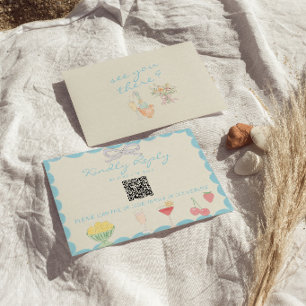 Retro Nouveau Art Hand gezeichneter QR-Code Hochze RSVP Karte