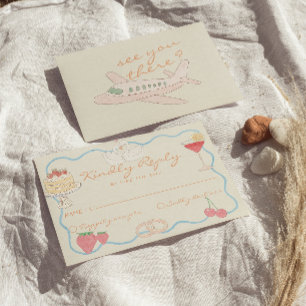 Retro Nouveau Art Handgezeichnete Destination Hoch RSVP Karte