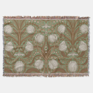 Retro Nouveau Tulpen in Salbei und Braun Decke