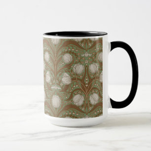 Retro Nouveau Tulpen in Salbei und Braun Tasse