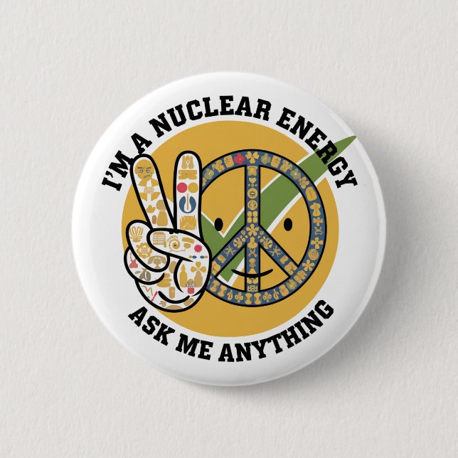 Retro Nuklear Energy Design Vektorgeschenk Button (Vorderseite)