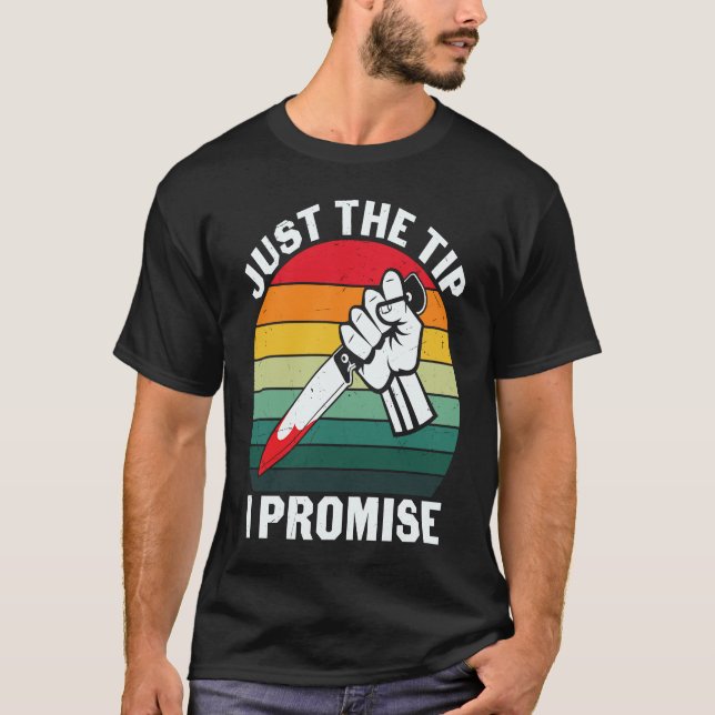 Retro nur den Tipp I Versprechen Bloody Knife Hall T-Shirt (Vorderseite)