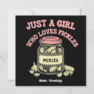 Retro-"Nur ein Mädchen, das Pickles liebt"-Glas-Ku Einladung