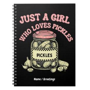 Retro-"Nur ein Mädchen, das Pickles liebt"-Glas-Ku Notizblock