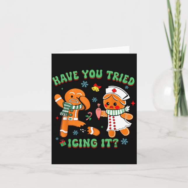 Retro Nurse Christmas Gingerbread Have You Tried I Karte (Vorderseite)