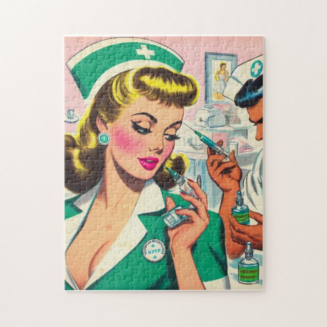 Retro Nurse Girl Illustration (Vertikal)