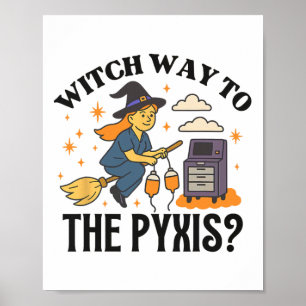 Retro Nurse Hexe Halloween Doktor Nurse Ghost Icu Poster
